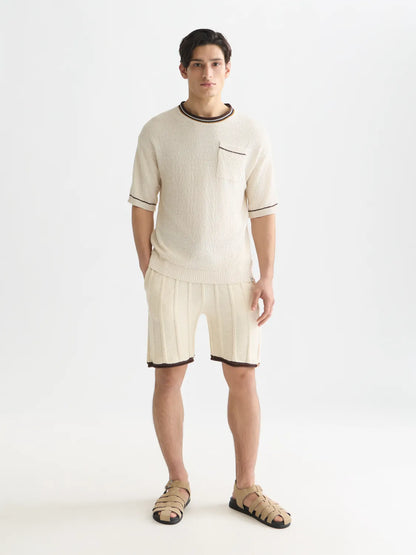 Knitted Cotton Linen-Blend Relaxed-Fit T-Shirt