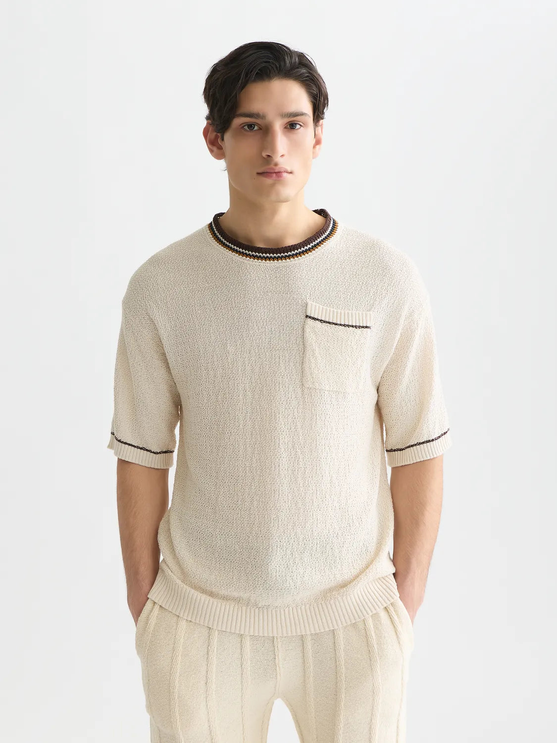 Knitted Cotton Linen-Blend Relaxed-Fit T-Shirt
