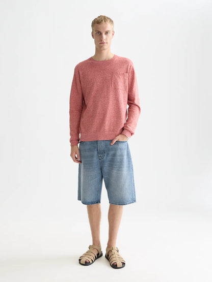 Linen-Blend Melange Regular-Fit Pullover
