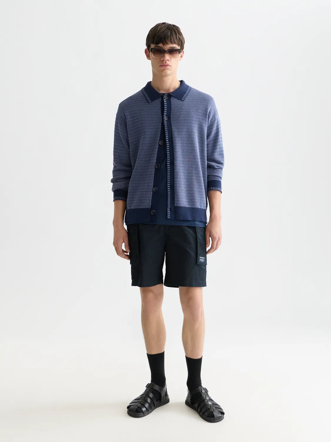 Polo Dropped Shoulder Cardigan
