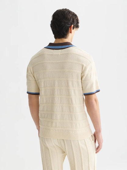 Structured Knitted Loose-Fit Polo