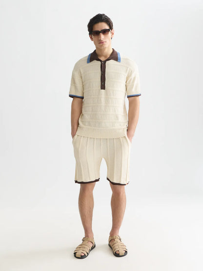 Structured Knitted Loose-Fit Polo