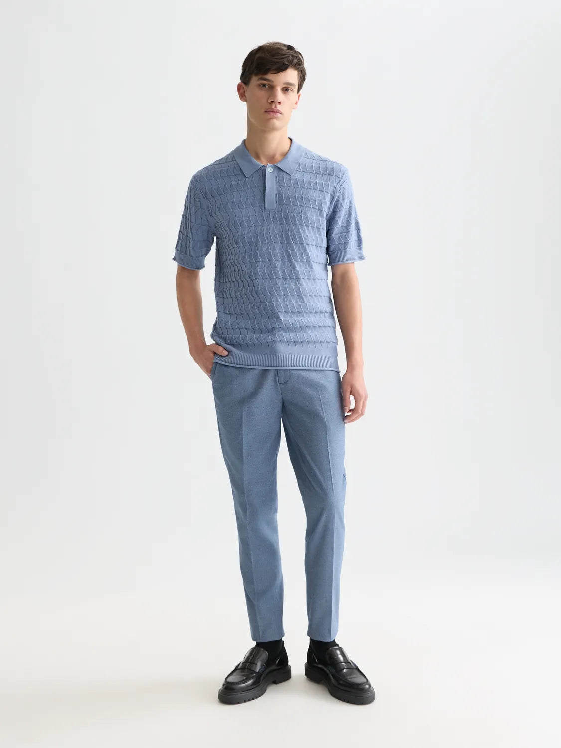 Pointelle Knitted Regular Fit Polo