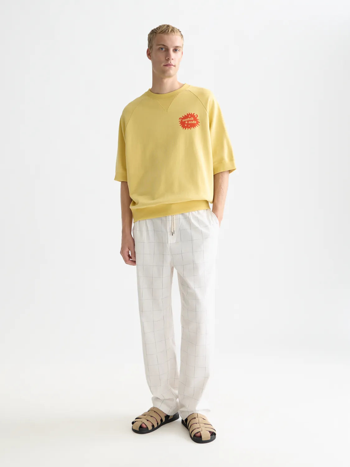 Front And Back Artwork Loose-Fit Short Sleeve Sweatshirt