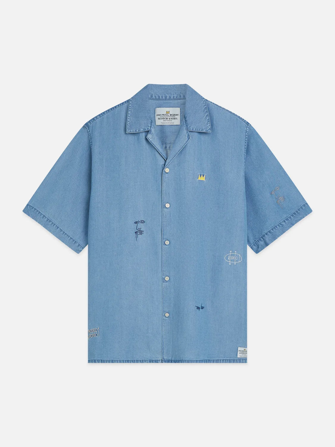 Scotch & Soda x Basquiat Indigo Tencel Relaxed-Fit Short-Sleeved Shirt
