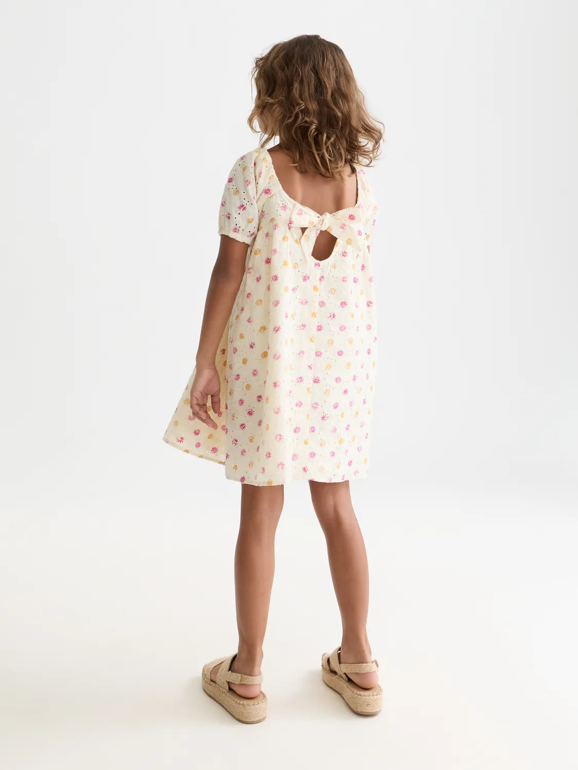 Girls' Printed Embroidered Cotton Dress