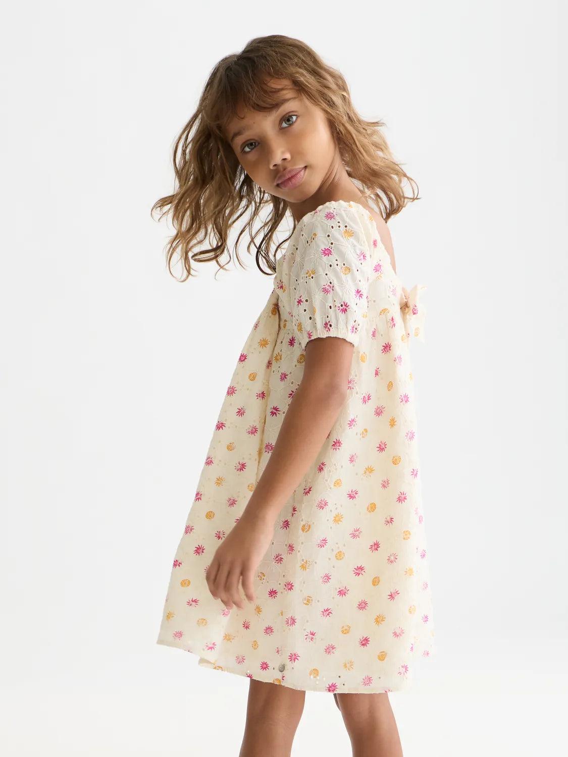 Girls' Printed Embroidered Cotton Dress