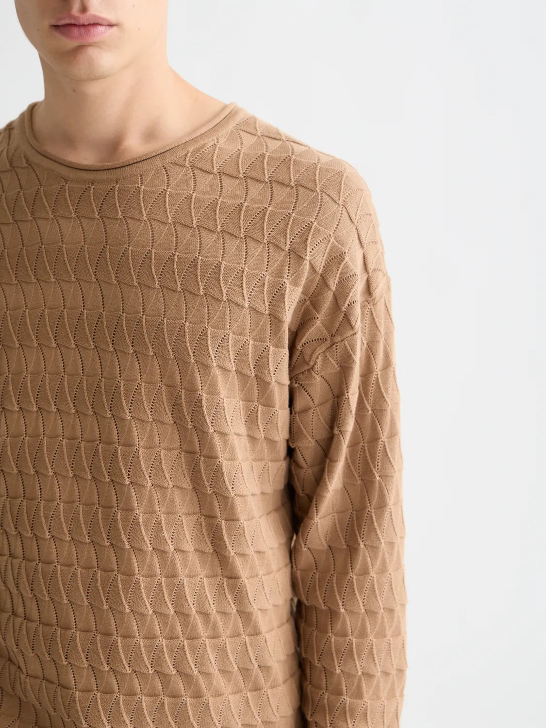 Pointelle Dropped Shoulder Pullover