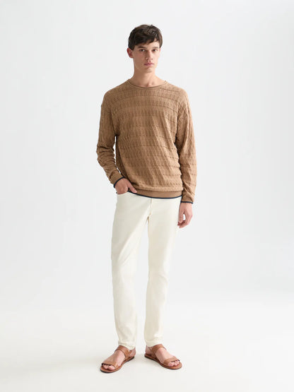 Pointelle Dropped Shoulder Pullover