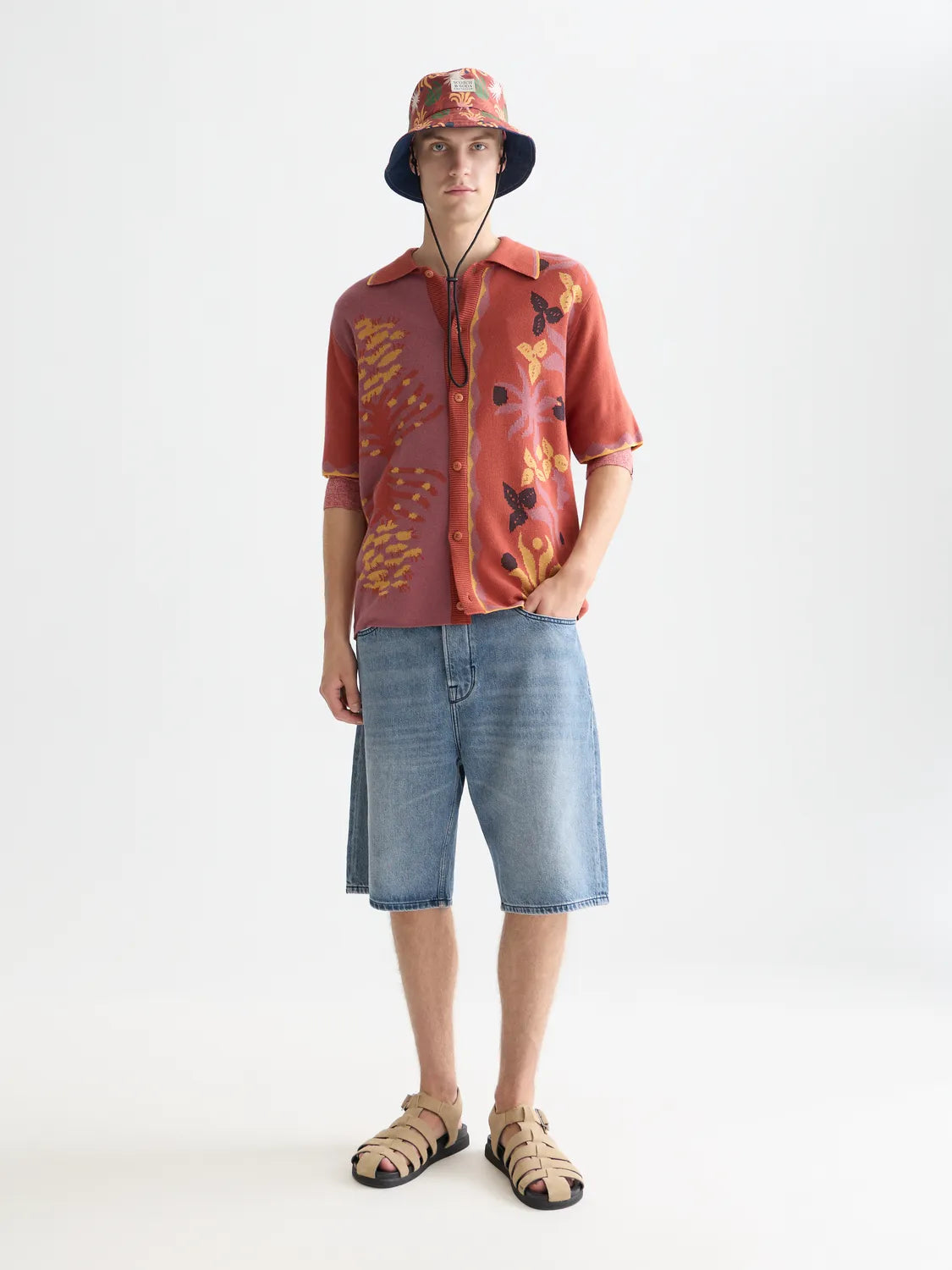 Knitted Jacquard Short Sleeve Shirt