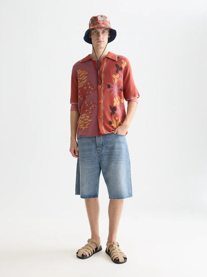 Knitted Jacquard Short Sleeve Shirt