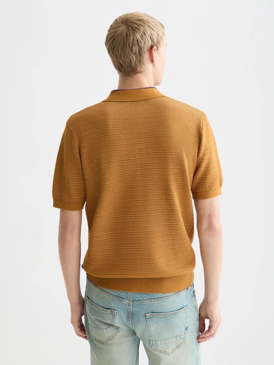 Structured Knitted Regular-Fit Polo