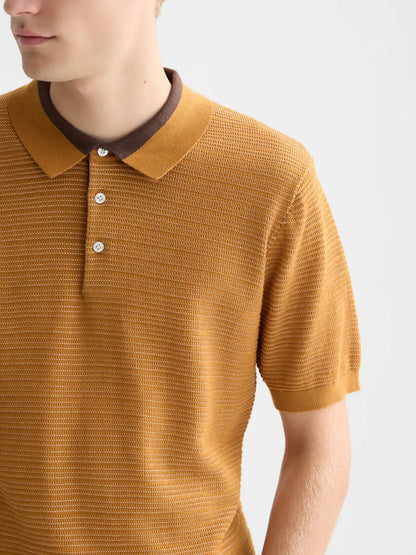 Structured Knitted Regular-Fit Polo