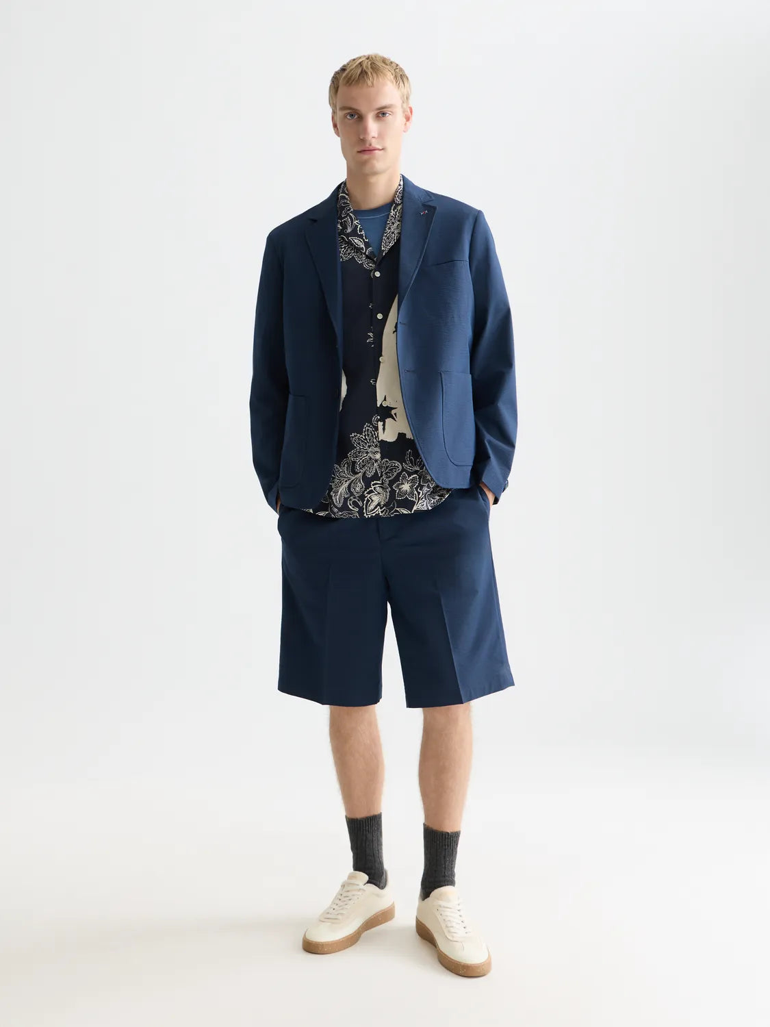 Seersucker Wide-Fit Bermuda Shorts