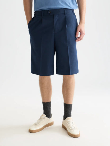 Seersucker Wide-Fit Bermuda Shorts