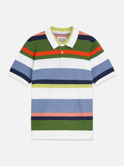 Structured Striped Knitted Polo