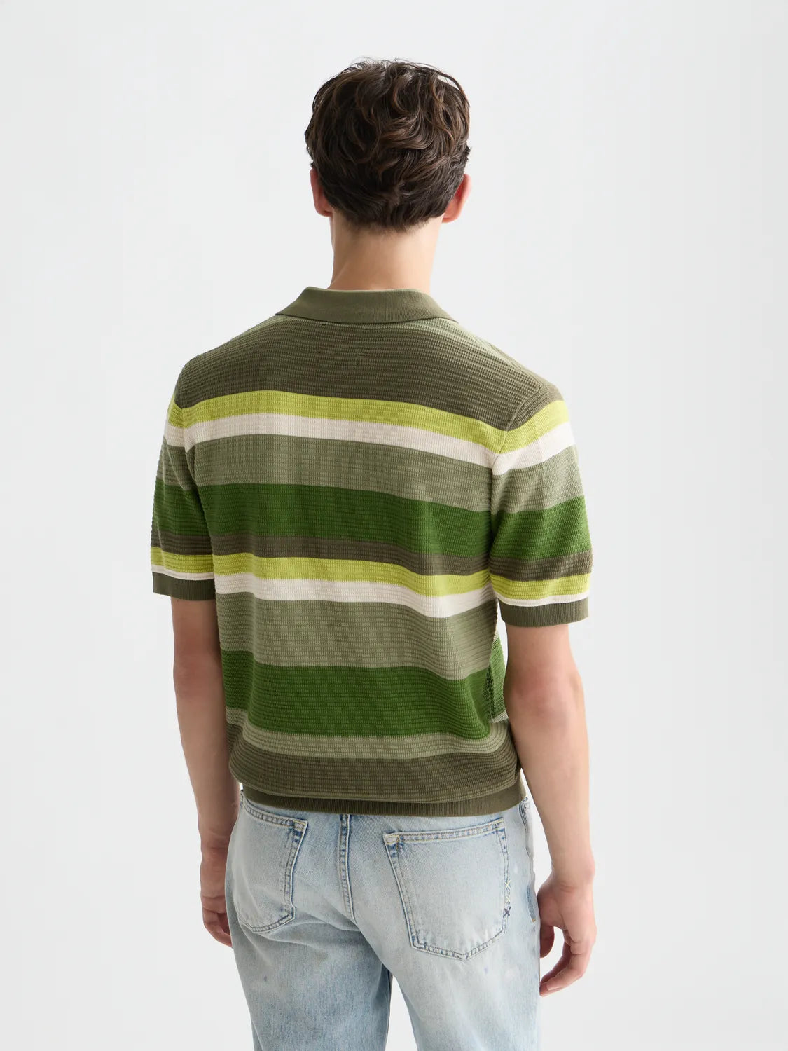 Structured Striped Knitted Polo