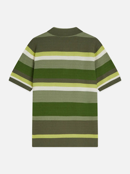 Structured Striped Knitted Polo
