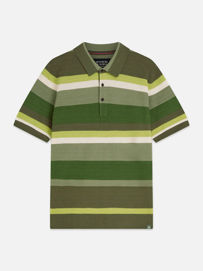 Structured Striped Knitted Polo