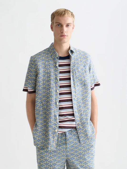 Printed Linen Regular-Fit Short-Sleeve Shirt