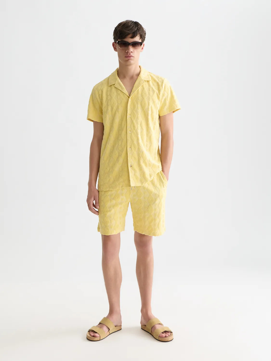 Terry Jacquard Regular-Fit Short-Sleeved Shirt
