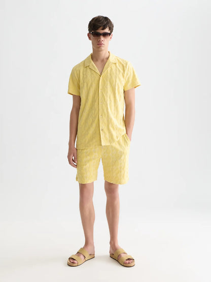 Terry Jacquard Regular-Fit Short-Sleeved Shirt
