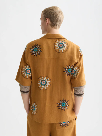 Embroidered Linen Relaxed-Fit Shirt