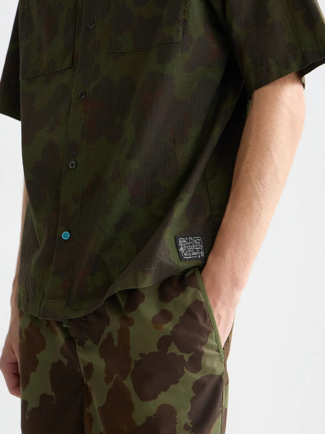 Printed Cotton Ripstop Relaxed-Fit Short-Sleeve Shirt