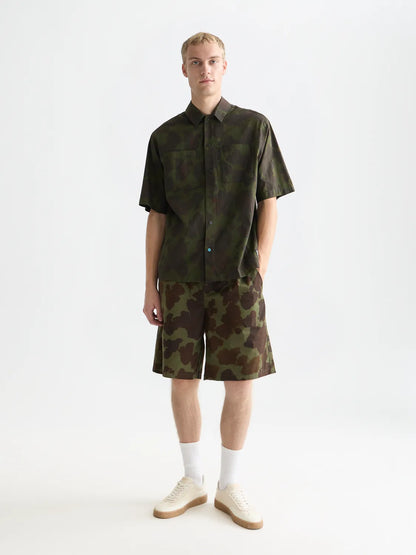 Printed Cotton Ripstop Relaxed-Fit Short-Sleeve Shirt