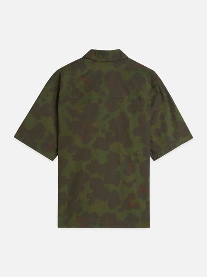 Printed Cotton Ripstop Relaxed-Fit Short-Sleeve Shirt