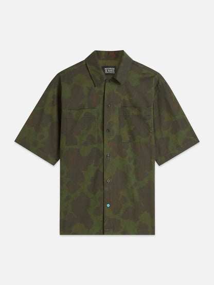 Printed Cotton Ripstop Relaxed-Fit Short-Sleeve Shirt