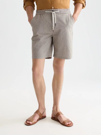 Essentials – Fave Cotton-Linen Yarn-Dyed Regular-Fit Bermuda Shorts