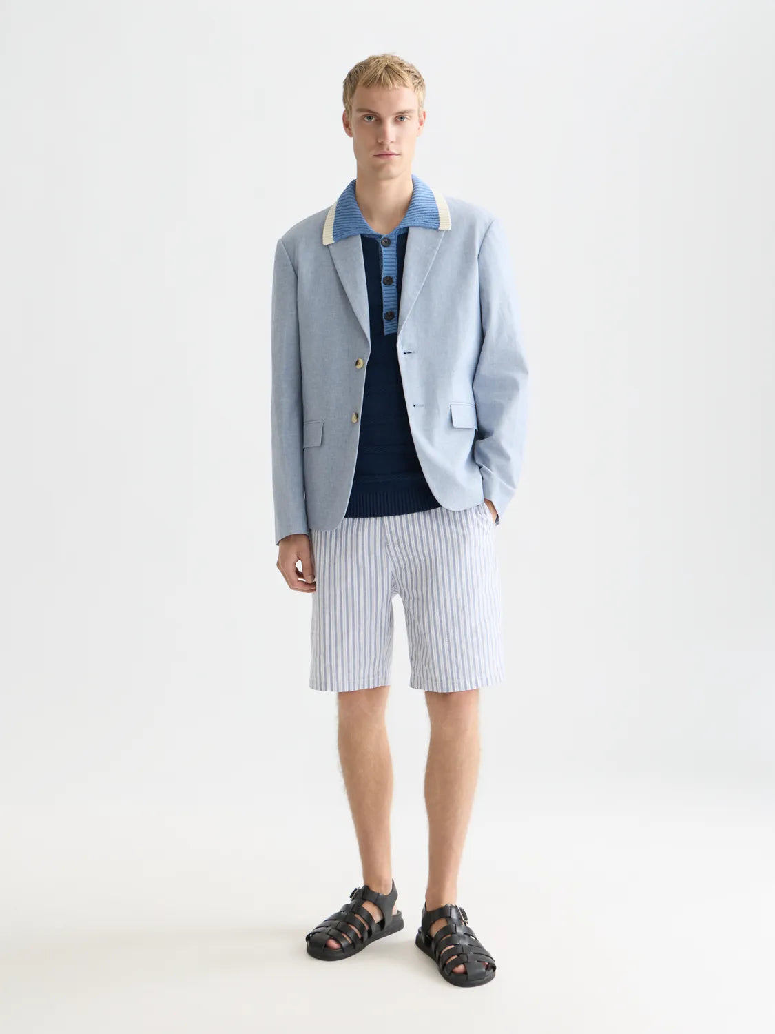 Fave Cotton-Linen Yarn-Dyed Regular-Fit Bermuda Shorts