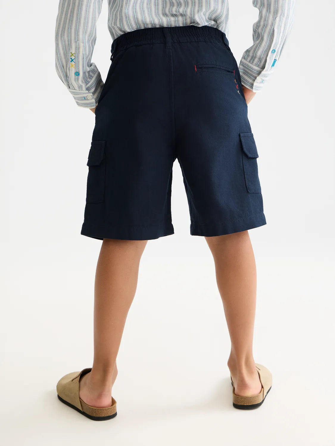 Boys' Cotton-Linen Cargo Shorts