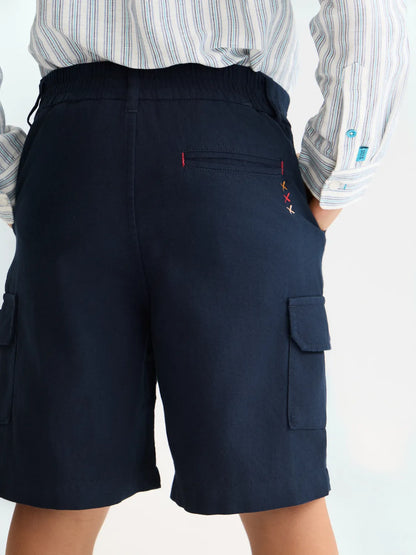 Boys' Cotton-Linen Cargo Shorts