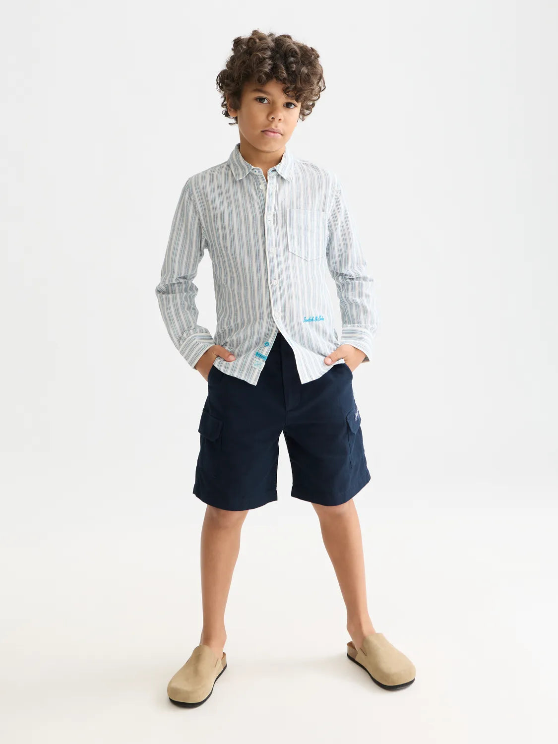 Boys' Cotton-Linen Cargo Shorts