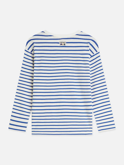 Boys' Yarn Dyed Striped Artwork Relaxed-Fit Long-Sleeved T-Shirt