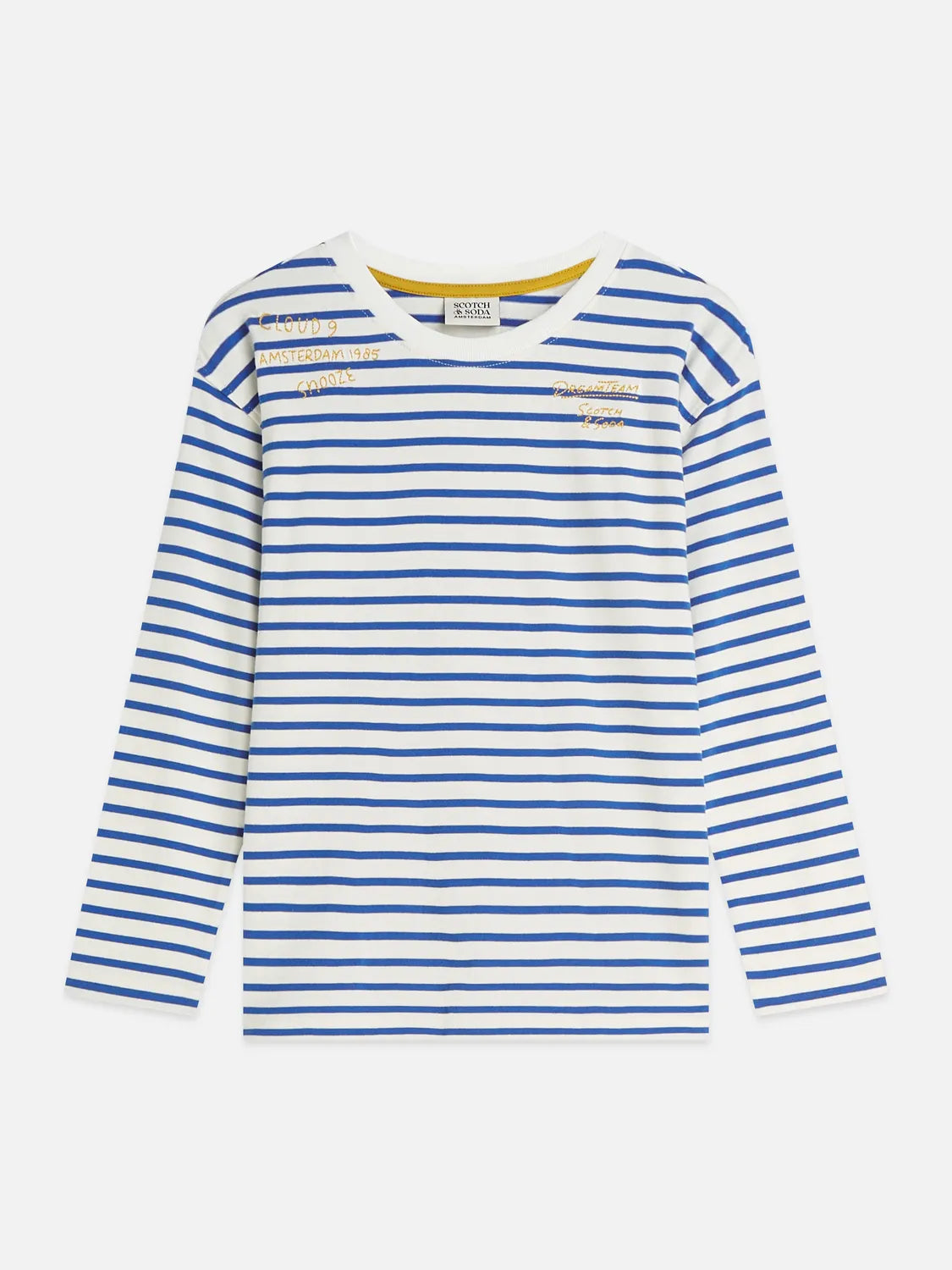 Boys' Yarn Dyed Striped Artwork Relaxed-Fit Long-Sleeved T-Shirt
