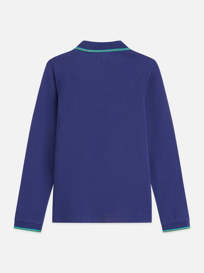 Boys' Contrast Tipping Pique Regular-Fit Long-Sleeved Polo