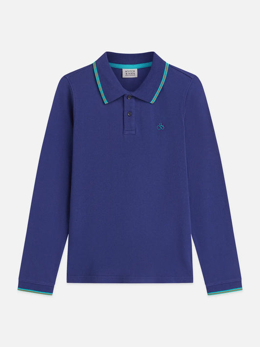 Boys' Contrast Tipping Pique Regular-Fit Long-Sleeved Polo