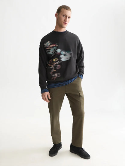 Placed Embroidered Artwork Loose-Fit Sweatshirt