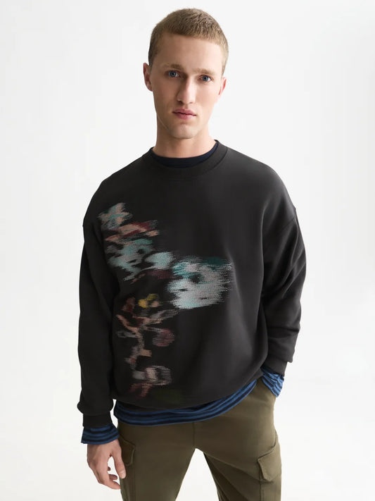 Placed Embroidered Artwork Loose-Fit Sweatshirt