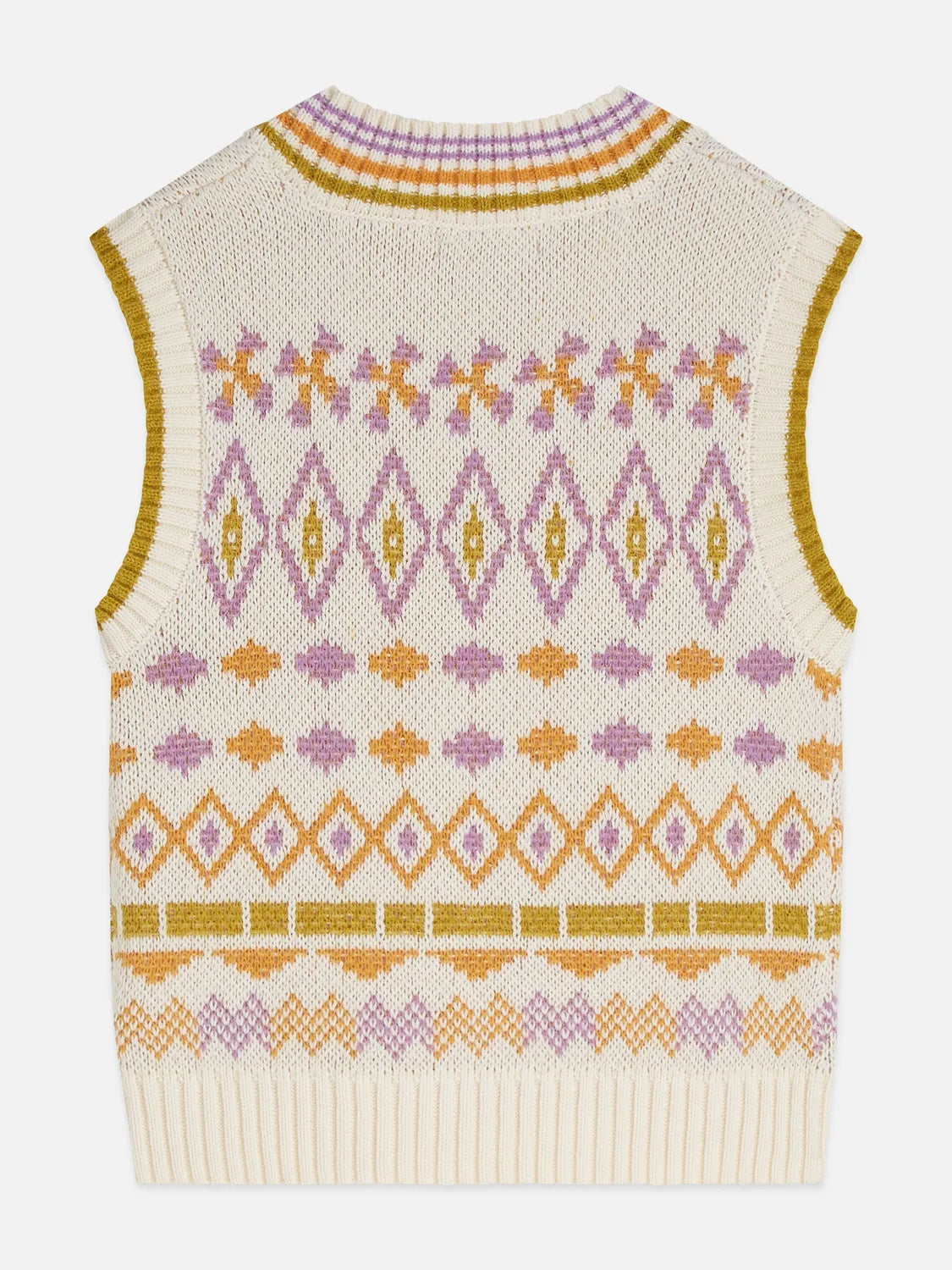 Girls' Fair isle Knitted V-Neck Vest