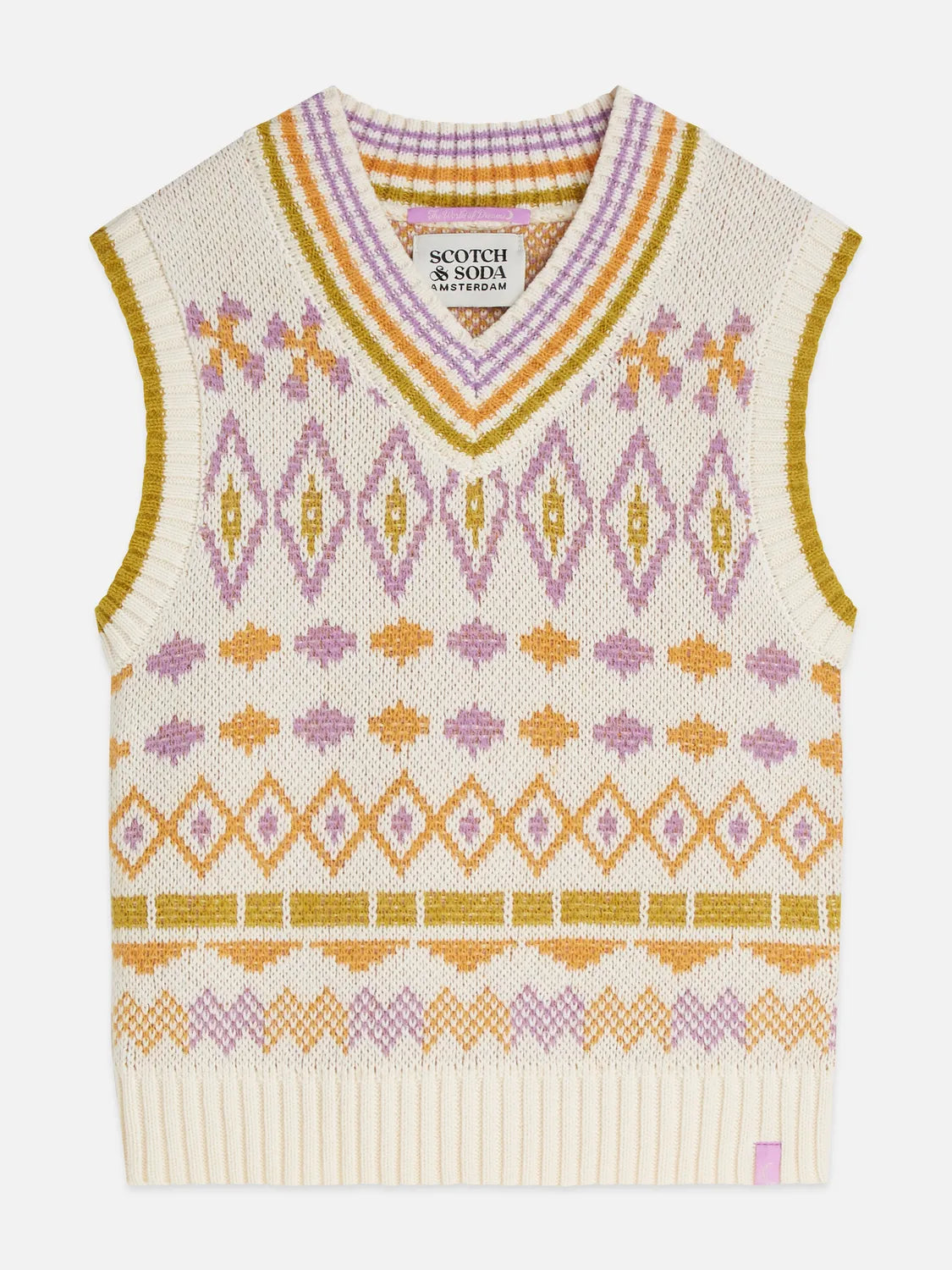 Girls' Fair isle Knitted V-Neck Vest