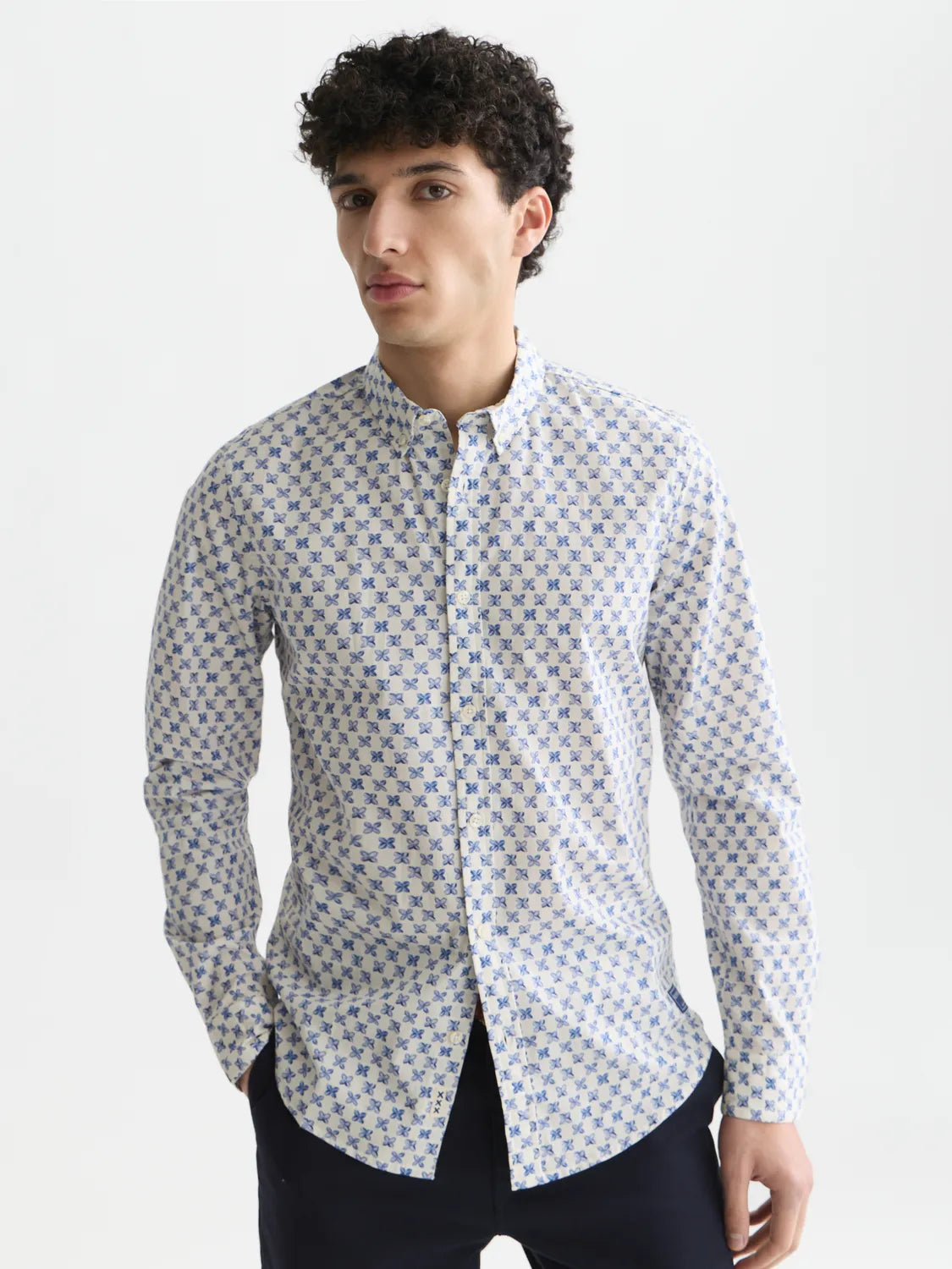 Micro Printed Slim-Fit Shirt