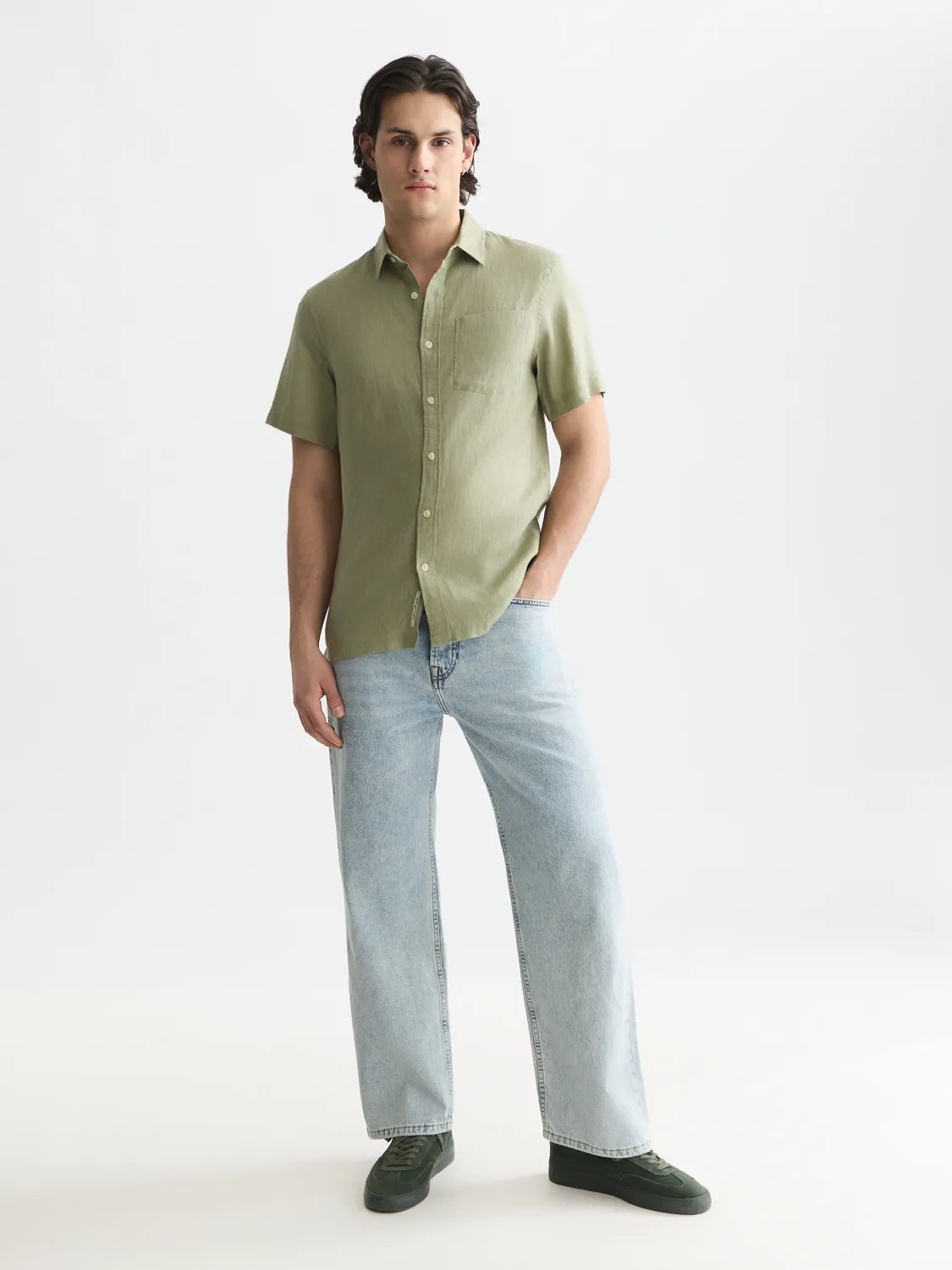 Essentials Linen Regular-Fit Short Sleeved Shirt