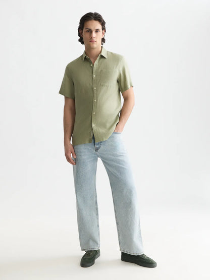 Essentials Linen Regular-Fit Short Sleeved Shirt