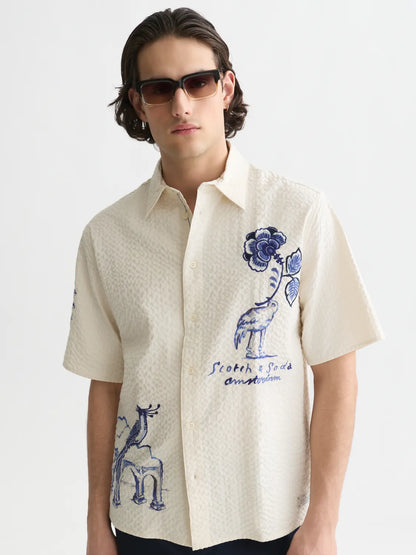 Scotch & Soda x Royal Delft Relaxed Short-Sleeved Shirt