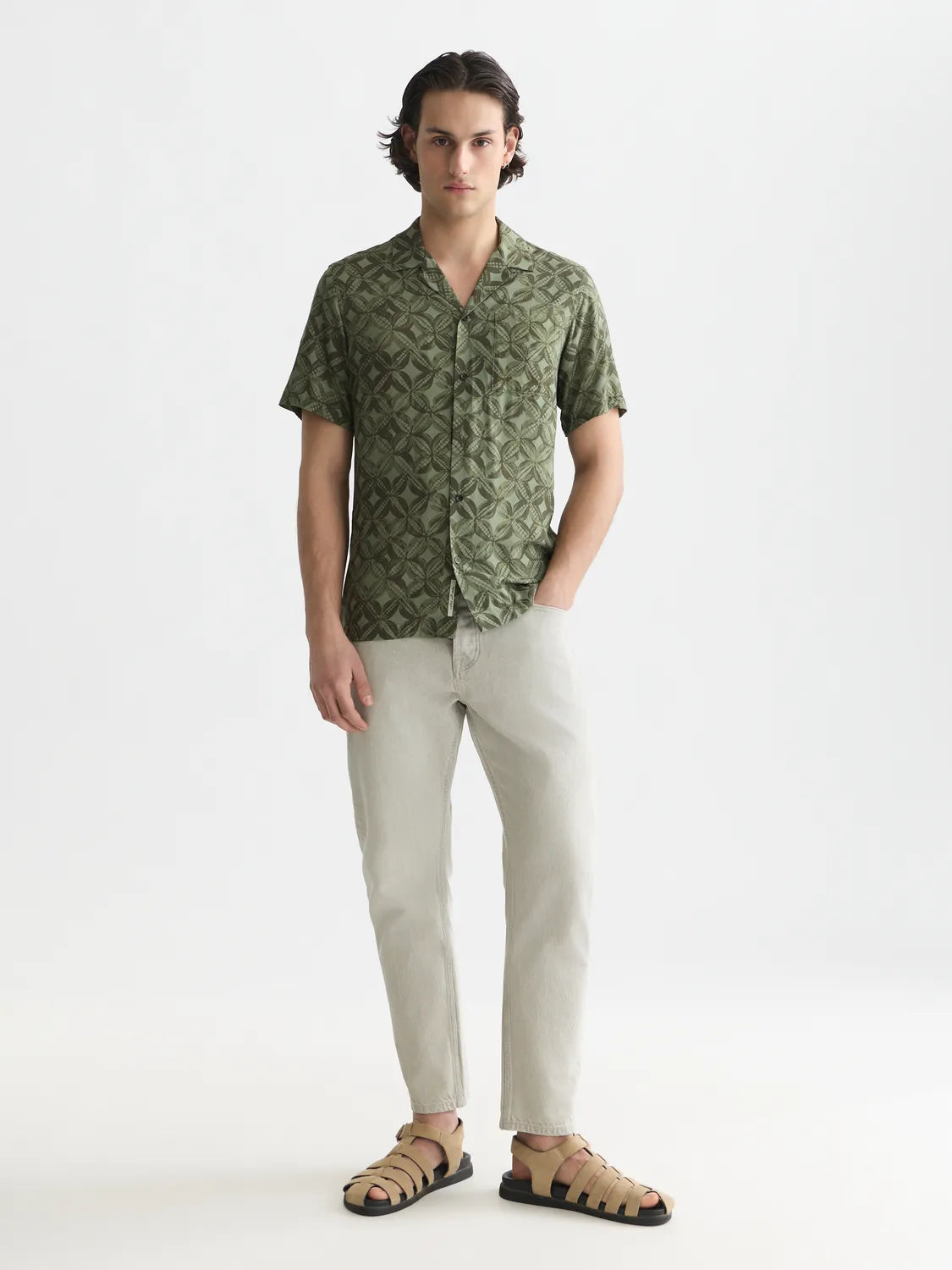 Printed Viscose Regular-Fit Short-Sleeved Shirt