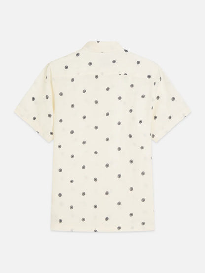 Linen Printed Regular-Fit Short-Sleeved Shirt